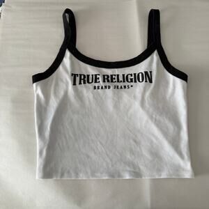 TRUE RELIGION | Logo Ringer Womens Baby Tank Top | Large Y2K